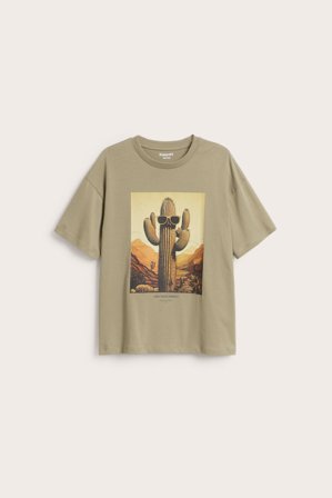 Kappahl | T-shirt med tryck | Mörkbeige