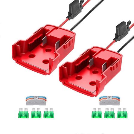 2 pakker Power Wheel-adapter for Milwaukee M18 batteriadapter 18V strøm med sikringer og ledningsterminaler