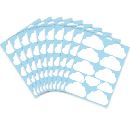 Valkoinen pilvi tarra, 10 pakkausta vinyyli seinätarroja lastenhuoneeseen Valkoiset pilvet P