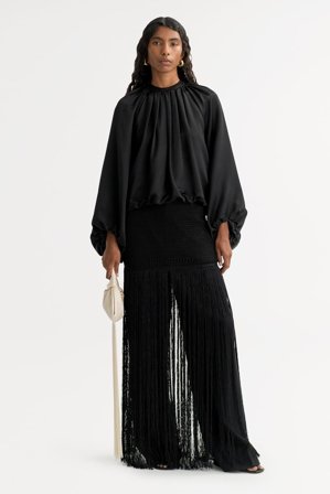 Soft Goat - Silk Blouse - Women cashmere sweater - M - Black