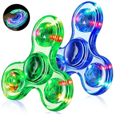 Fidget Spinner 2-pack, Ljus Sensory Fidget Leksaker Vuxna Barn 4-8-12 med Autism ADHD, Julstrumpa Fyllmedel Gåvor för Barn Glow Ångest Leksaker