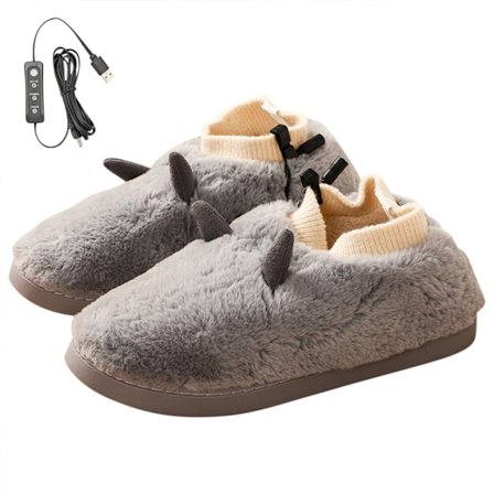 USB Oppvarmede Tøfler Plysj Temperaturjusterbare Varmetøfler Anti-skli Tøfler Vinter Fotvarmer for Menn