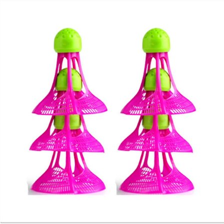 Vindsikkert Badminton Udendørs Badminton Vindsikkert Plastik Nylon Shuttlecock Stabil Modstand Sports Træningsbolde (6 stk., Fuchsia)