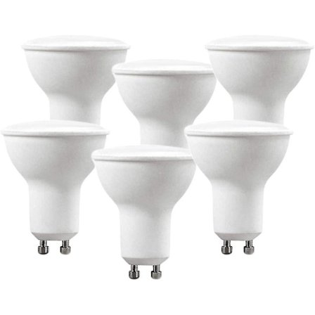 GU10 5W 220V 400 Lumen LED-lamppu, 120 asteen kulma, opaali-diffuusori, 6000K (6 kpl, kylmä valkoinen) [energiatehokkuusluokka A++]