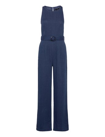 Mango | Flowy Denim Jumpsuit With Belt | L