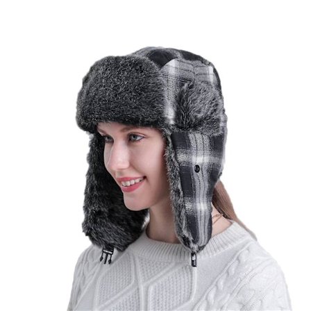 Unisex Öronvärmare Tjock Vinter Lei Feng Gitter Pläd Trapper Hatt För Cykling