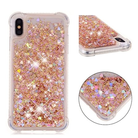 iPhone Xs Max beskyttelses deksel av TPU med glitter pulver - gull