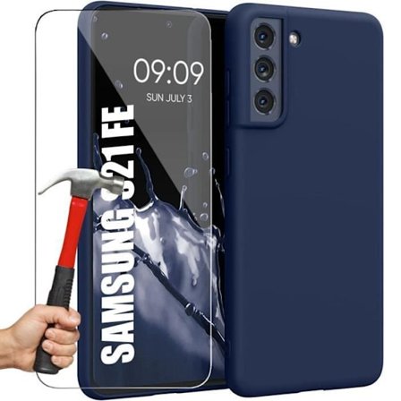 Coque - Booling - för Samsung Galaxy S21 FE - Silikon - Matt - 2 Härdat Glas