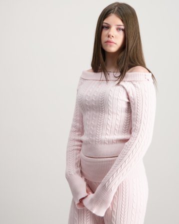 Gina Tricot Young Y off shoulder sweater Roze Truien Meisjes - Kids Brand Store