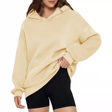 Lediga lösa hoodies dam enfärgad långärmad oversized sweatshirt khaki