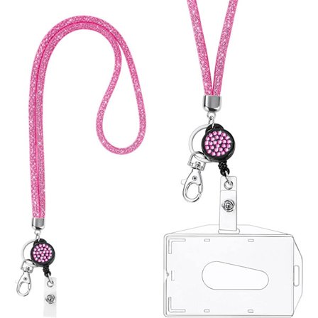 Krystal Halskæde Lanyard, (Peach Pink) Bling Nøglering Klar Badge