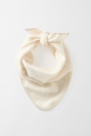 Soft Goat - Brushed Triangle scarf - Cashmere scarf - One Size - Feather White