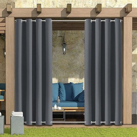 Utomhusgardiner för trädgård uteplats lusthus pergola, vattentäta (1 panel, 52"*84", mörkgrå) AV