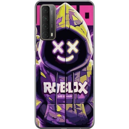 Kompatibelt Mobilskal till Huawei Huawei P smart 2021 Färgstark Roblox-inspirerad huvtröjskaraktär med neonfärger och mask, digital spelillustrati