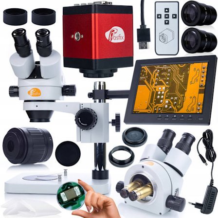 Mercury Pro Kolmiputkinen Stereomikroskooppi – Kamera ja 8 Tuuman Naytto | 7-45X Zoom | Planets PRO