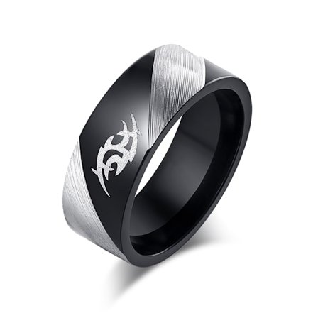 Rostfritt stål ring SVART Symbol