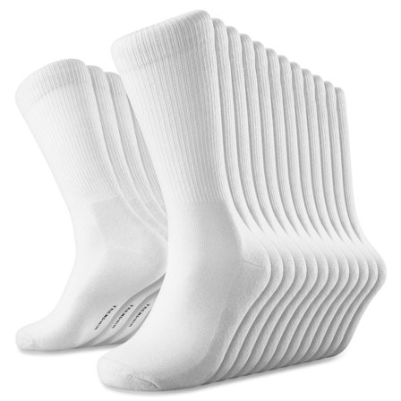DryFeel | 12-Pack White Cotton Tennis Socks for Men