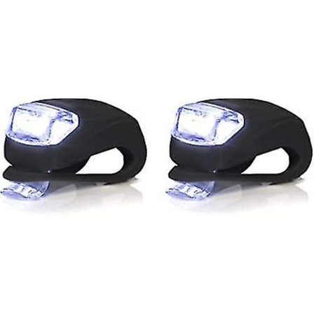 Bille Advarselslys Mountainbike Silikonlys Cykel Baglygte 2 stk Sort Hvid Lys