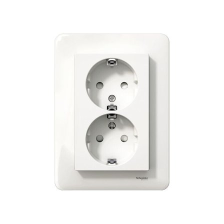 Schneider Electric Exxact WDE008287 Vägguttag infällt, jordat, 2-vägs, löstagbar ram, Strömbrytare & vägguttag