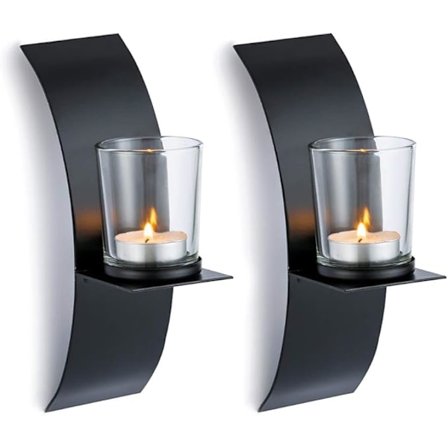 Väggmonterad ljusstake i vintagestil, kreativ järnljusstake, väggdekorationer för hem och trädgård, svart