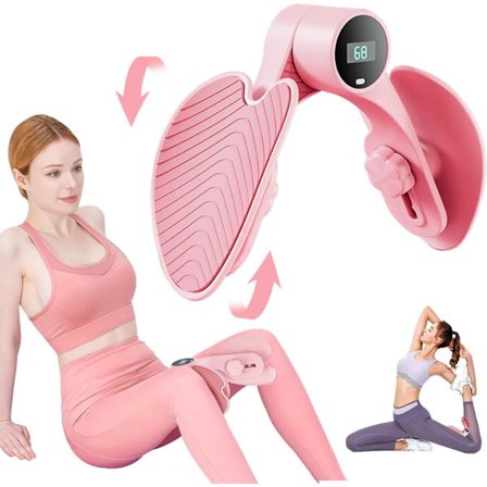 Lårtræner Pink - Multifunktionel bækkenbundstræner til kvinder, baldeformer, intelligent tællechip, justerbar modstand, PP-materiale