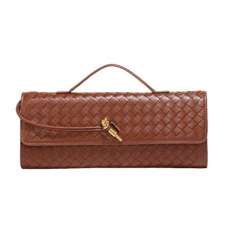 Handgjord vävd crossbody-väska för kvinnor - Läderkoppling med avtagbar axelrem