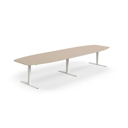 Jednací stůl NOVUS, T-nohy, 4000x1200 mm, bílá/jílově šedá