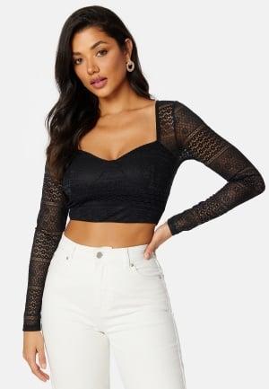 BUBBLEROOM Lace L/S Bustier Top L Black Topit & T-paidat Dam