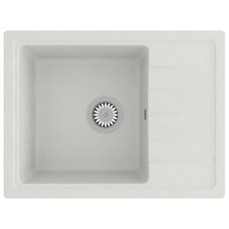 vidaXL Diskho med bräddavlopp oval vit granit