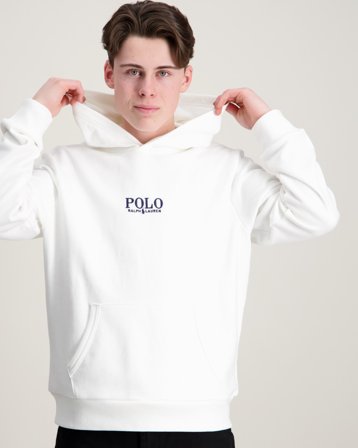 Polo Ralph Lauren Logo French Terry Hoodie Blanc Pulls Garçon - Kids Brand Store