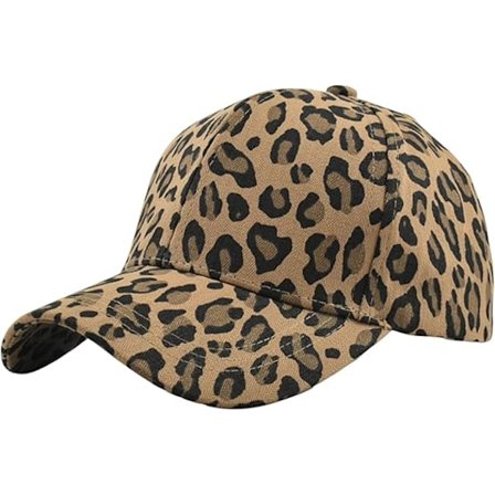 Leopardprint bomuldskasket med skygge, unisex, baseball, solbeskyttelse, justerbar omkreds, anti-uv, kuppel, vandring, rejse[qb]