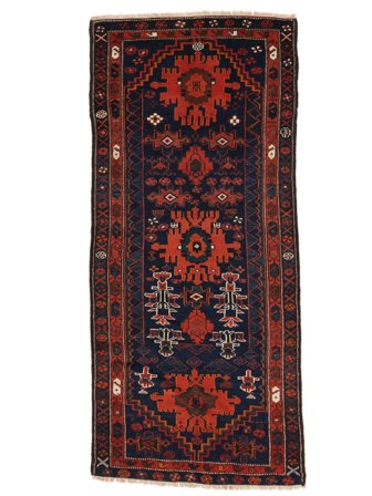 Tapete Persa Shiraz 127X288 Passadeira Preto/Vermelho Escuro (Lã, Pérsia/Irão)