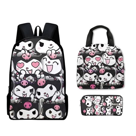 Uusi sarjakuva Kuromi koululaukku kolmiosainen setti perus- ja keskiasteen oppilaille