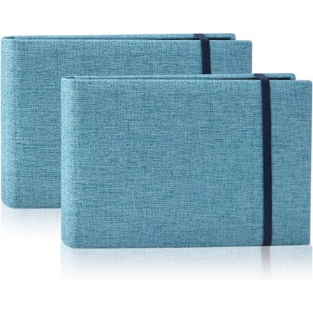 2 stk. Små 6x4 Fotoalbum Slip-In Holder Totalt 200 Bilder, Mini Flip Fotoalbum Liten Bærbar Minnebok med Linstrekk