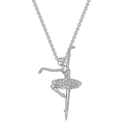 Ballerina-ballerina med dansende jente, fargerik tutu-anheng, halskjede, smykkegave