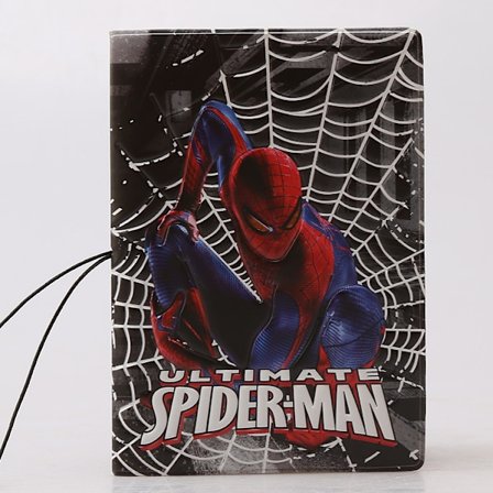 Lærpassmappe for kvinner og jenter med tegneserie-mønster, en søm-passholder Multifunksjonell passpakke Spider-Man