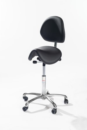 Global Stole Dalton Alu Sadelstol med hjul och ryggstöd, 580-770 mm Konstläder, Garageinredning & förvaring