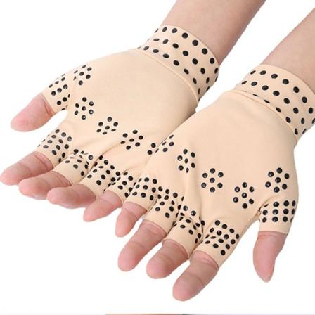 1-Par Mjuka Bekväma Fingerlösa Artrit Handskar Beige