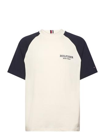 Monotype Raglan Colorblock Tee T-shirts Short-sleeved Creme Tommy Hilfiger*Betinget Tilbud