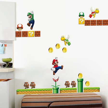 Nintendo New Super Mario Bros - Rakennusmaailma Kuorittavat ja Liimattavat Seinätarrat Makuuhuoneen Sisustukseen