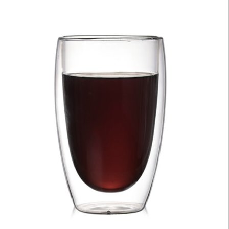 Dobbelvegg kaffekopp med håndtak, isolert kaffekopp, klar borosilikatglasskopp