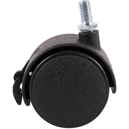 Svingbar møbelhjul, 8mm skruskaft, 5 cm diameter hjul, svart