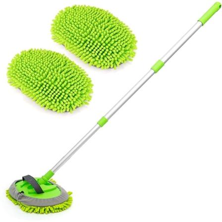2 i 1 Chenille Mikrofiber Bilvaskemoppe Senter med Aluminium Legering Lange Håndtak, Justerbar C