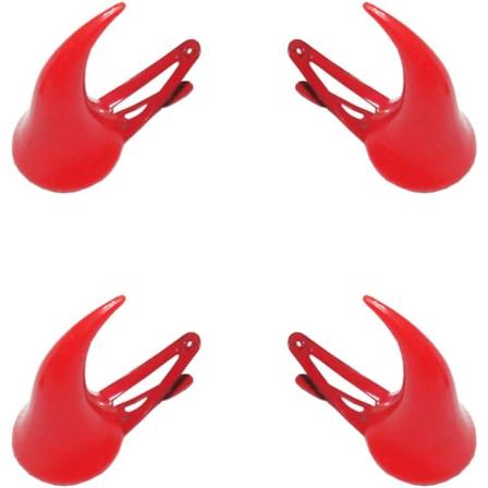 4 stycken röda demonhorn hårklämmor hårnålar barrettes hårdekoration
