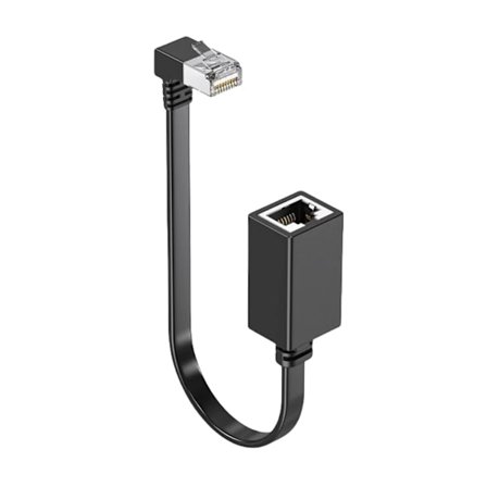 CAT7 Ethernet forlængerkabel 90 graders nedadvinklet han til hun RJ45-stik