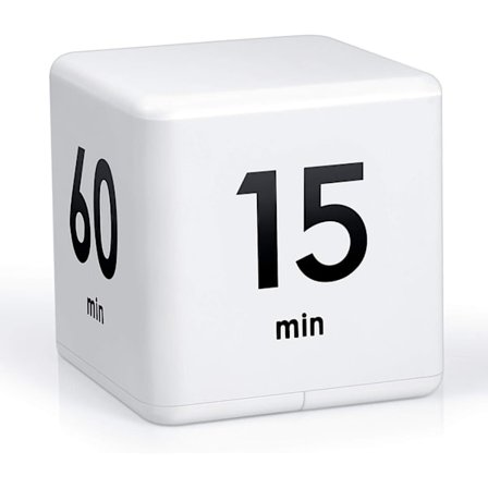 1 Valkoinen Kuutiokello, 15-20-30-60 minuuttia ajanhallintaan, Kuutio Keittiökello Painovoima-anturilla