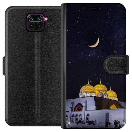 Yhteensopiva Lompakkokotelo Xiaomi Redmi Note 9 Tähtikirkas yö kultaisine kupoleineen ja puolikuun yllä valaistun moskeijan yllä
