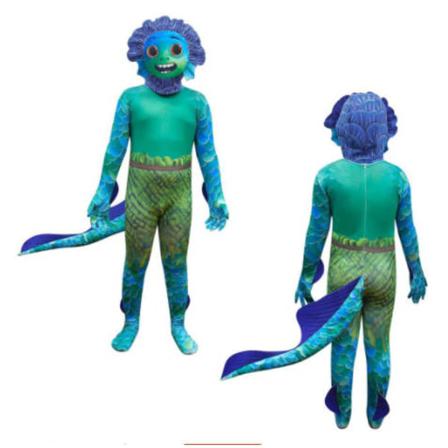 Pixar Tecknad Film Luca Kids Halloween Fish Monster Kostym