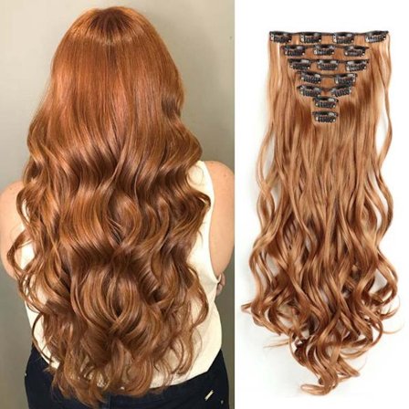 22 tums eleganta sexiga lockiga hårförlängningar 7 st/set 16 clips Long Curly Wave-Body Wave Hair Extensions Clip in hair extensions
