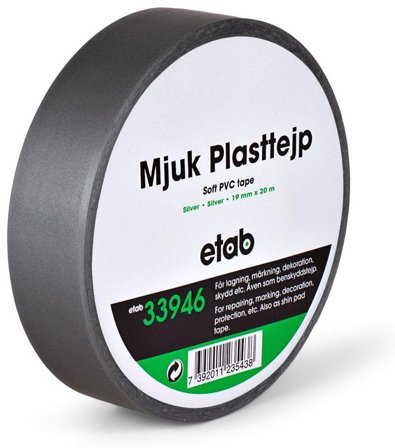 etab 33946 Plasttejp mjuk, PVC, 20 m silver, 50 mm, Maskintillbehör & förbrukning